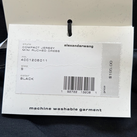Alexander Wang NWT Side Ruched Compact Black Mini Dress Size S - Picture 9 of 15
